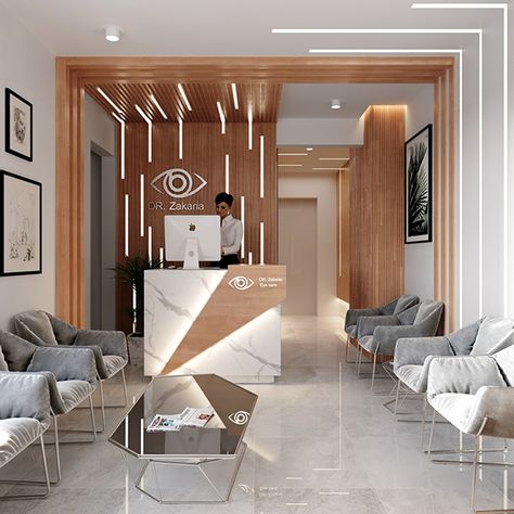 Eye Clinic Reception Design, Eye Doctor Office Design, Doctors Clinic Design Interiors, Doctor's Office Design, Doctor Clinic Design, Doctor Clinic Interior Design, Eye Hospital Interior Design, Medical Clinic Design Interiors Doctor Office, Eye Clinic Design