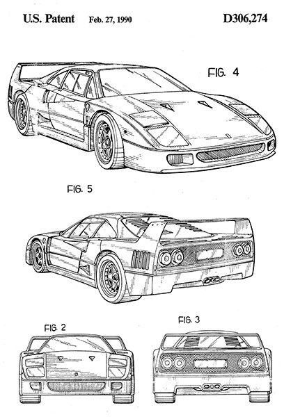 F40 Sketch, Back Of A Car Drawing, Ferrari F40 Drawing, Car Design Drawing, Auto Drawing, Car Drawing Sketches, Ferrari Art, Rolls Royce Car, Cars Drawing