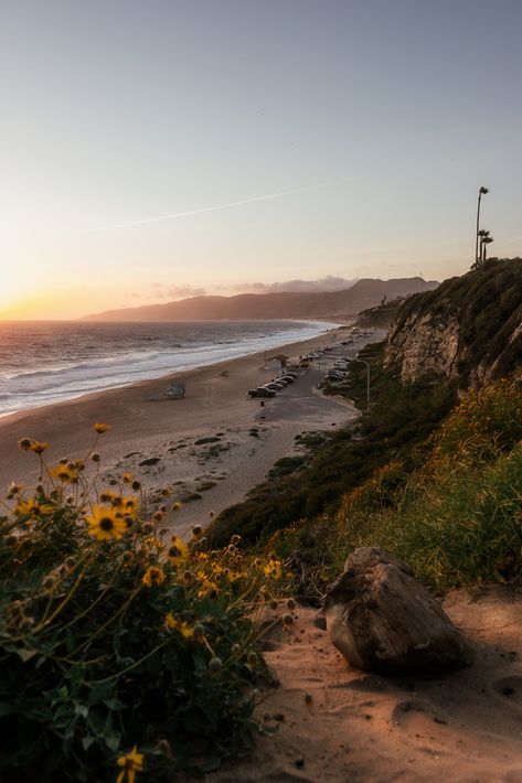 Watching sunset at Point Dume in Malibu, California Point Dume Malibu Photography, Cali Pics, Malibu Hikes, Malibu Sunrise, Point Dume Malibu, Adventures With Friends, Watching Sunset, Malibu Sunset, Film Shoot