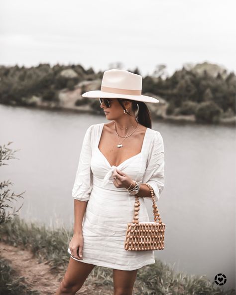 Summer fashion  http://liketk.it/2Pp9B #liketkit @liketoknow.it #LTKstyletip #LTKitbag #LTKunder100  White dress, L Space, summer dress, dress, summer fashion, sunglasses, lack of color hat, felt hat Lack Of Color Hat Outfit, Felt Hat Outfit Summer, Outfits With Fedoras For Women, Boater Hat Outfit, Outfit With Fedora, Felt Hat Outfit, Fashion White Dress, Memorial Day Outfits, Lack Of Color Hat