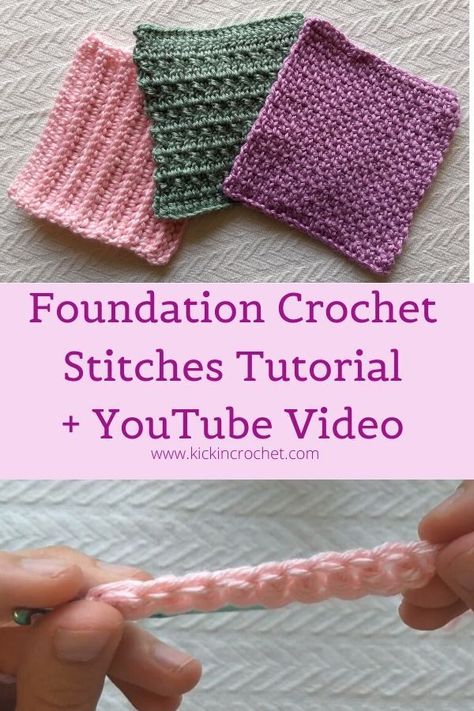 Double Crochet In The Round, Foundation Crochet, Foundation Double Crochet, Crochet In The Round, Chain Crochet, Different Crochet Stitches, Crochet 101, Foundation Single Crochet, Tunisian Crochet Stitches