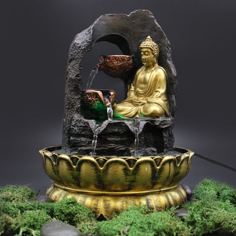 Buddha Gifts, Gemstone Candles, Indoor Water Features, Meditating Buddha, Tabletop Water Fountain, Indoor Water Fountains, Plant Jewelry, Indoor Fountain, Buddha Meditation