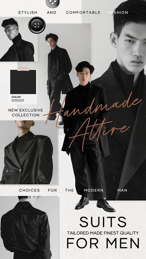 Fashion men's suits mood board mockup, editable design | premium image by rawpixel.com / Tang Mood Board Fashion Inspiration, Collage Idea, Photo Collage Design, Fashion Moodboard, Magic Mirror, Fashion Graphic Design, Awesome Designs, Boy Models, Fashion Mood Board