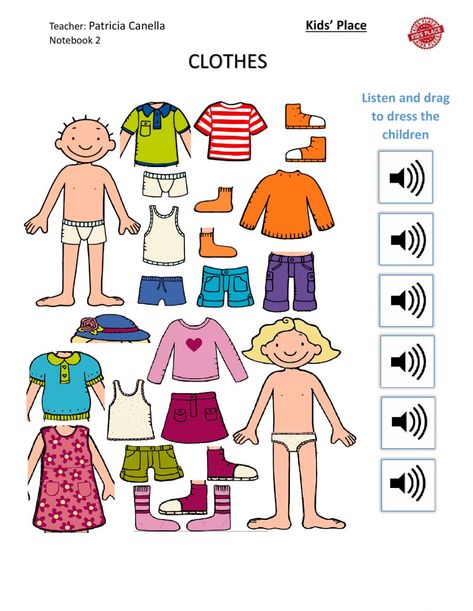 Clothing Activities For Toddlers, Clothes Worksheet, Weather Activities Preschool, Online Preschool, Clothing Themes, Pattern Worksheet, Occupational Therapy Activities, Esl Resources, Sight Words Kindergarten