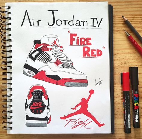 Air Jordan 4 Fire Red Fire Red Jordan 4, Air Jordan 4 Fire Red, Jordans 4s, Jordan Painting, Cute Flower Drawing, Jordan 4 Fire Red, Jordan 4 Red, Spiderman Art Sketch, Disney Princess Artwork