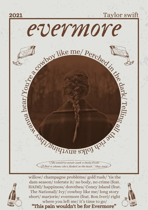 Evermore- Taylor swift- poster- music poster- champagne problems- cowboy like me- evermore Taylor Swift Cowboy Like Me Lyrics, Printable Wall Art Taylor Swift, Taylor Swift Poster Evermore, Evermore Print, Evermore Poster, Posters Dorm, Champagne Problems, Taylor Songs, Music Poster Ideas