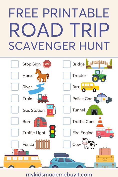 Prepare for your road trip with this road trip PDF. Get road trip prep with kids done easily with a printable scavenger hunt car ride for kids. Perfect for keeping them entertained on long drives. Road Trip Prep, Car Trip Games, Road Trip Scavenger Hunt, Car Games For Kids, Travel Activities For Kids, Printable Scavenger Hunt, Road Trip Kit, Scavenger Hunt Printable, Trip Games