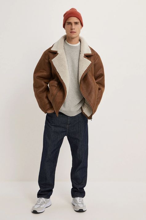 Shearling Jacket Outfit, Winter Layering Outfits, Neutral Winter Outfit, Best Winter Jackets, High Collar Jacket, F Men, Outfits Hombre, Mens Outfit Inspiration, Winter Outfits Men