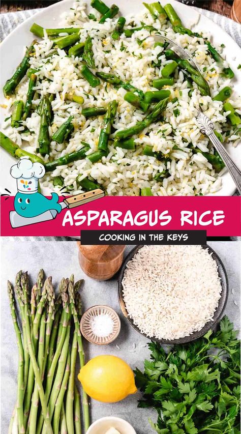 Jasmine Rice And Asparagus, Rice With Asparagus Recipes, Asparagus And Rice Recipes, Asparagus Rice Recipes, Rice To Go With Fish, Rice And Asparagus Recipe, Side For Fish, Side Dish For Fish, Asparagus And Rice