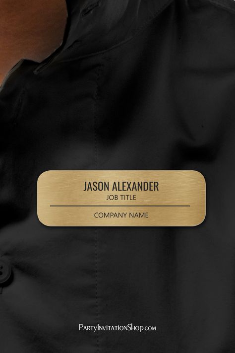 Corporate Professional Employee Faux Gold Name Tag Employee Name Tag, Company Name Board Design, Massage Flyer, Nametag Design, Name Board Design, Magnetic Name Tags, Metal Name Tags, College Events, House Projects Architecture