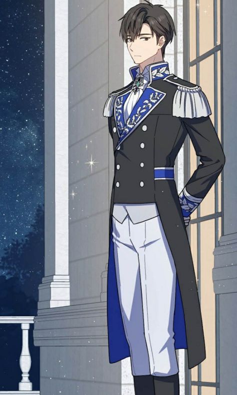 Knight Uniform Anime, Prince Dress For Men, Royal Servant Outfit, Royal Anime Guy, Prince Outfits Royal, Prince Outfit Design, Prince Uniform, Fantasy Prince Outfit, Servant Clothes