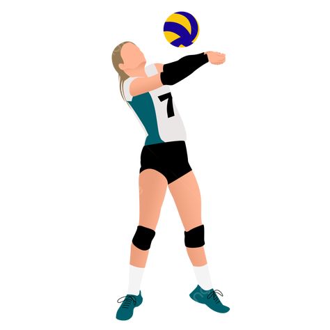 Volleyball Players Female Drawing, Women Volleyball Player, Volleyball Animation, Volleyball Player Drawing, Asethic Stickers, Volleyball Cartoon, Volleyball Icon, Woman Volleyball, Female Volleyball Player