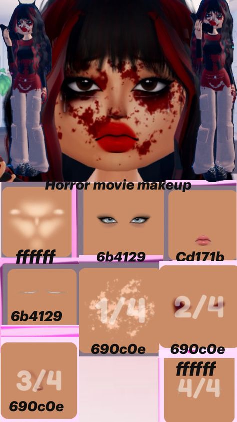 #dti #dtimakeup #dresstoimpress Movie Makeup, Custom Makeup, Face Images, Costume Makeup, Horror Movies, Dress To Impress, Makeup, Quick Saves, Horror Films