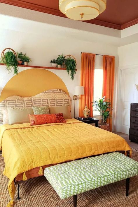 Here's how to get this funky, fun look in your own home. From patterns to colors, here's what you need to know. #eclectichomedecor #colorfulhomedecor #apartmentdecor #apartmentdecoratingonabudget #apartmentliving #smallspacedecorating #thespruce Mid Century Eclectic Bedroom, Boho Bedrooms, Mid Century Modern Bedroom, Eclectic Bedroom, Boho Bedroom Decor, Long Periods, Room Inspiration Bedroom, Eclectic Home, My New Room