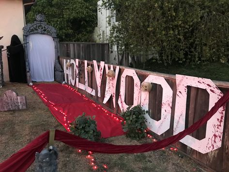 Haunted Hollywood Halloween Movie Night Party, Haunted Hollywood, Hollywood Theme Party Decorations, Hollywood Birthday Parties, Homecoming Decorations, Movie Theater Decor, Homecoming Themes, Hollywood Birthday, Sweet Sixteen Birthday Party Ideas