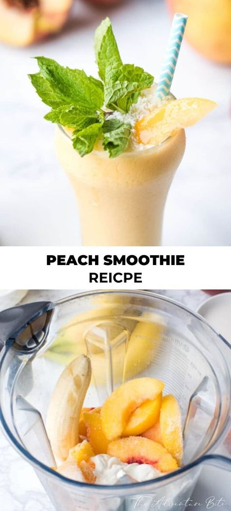 Fresh Peach Recipes Breakfast, Fresh Peach Smoothie Recipes, Easy Peach Smoothie Recipes, Smoothies With Peaches, Smoothie Recipes Peach, Healthy Peach Smoothie, Breakfast Peach, Peach Breakfast Smoothie Healthy, Peach Yogurt Smoothie