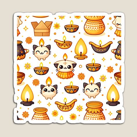 Get my art printed on awesome products. Support me at Redbubble #RBandME: https://www.redbubble.com/i/magnet/Diwali-themed-Floral-lamp-pattern-by-Olivia-Icon/165954774.TBCTK?asc=u Doodles For Stickers, Diwali Stickers, Lamp Pattern, Floral Lamp, For Stickers, Festival Lights, Lamp Decor, Diwali, Colorful Flowers