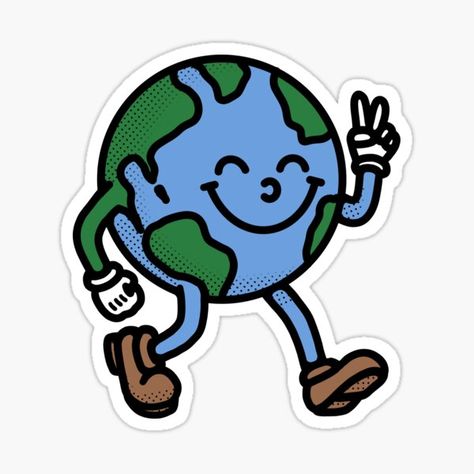 Peace Sign Aesthetic, Environmental Stickers, Earth Cartoon, Cartoon Earth, Mac Stickers, Earth Logo, Planner School, Sticker Design Inspiration, Macbook Stickers