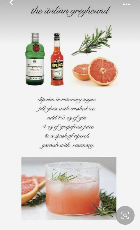 Patio Drinks, Creative Styling, Boozy Drinks, Fancy Drinks, Cocktail Drinks Recipes, Snacks Für Party, Alcohol Drink Recipes, Drinks Alcohol Recipes, Italian Greyhound