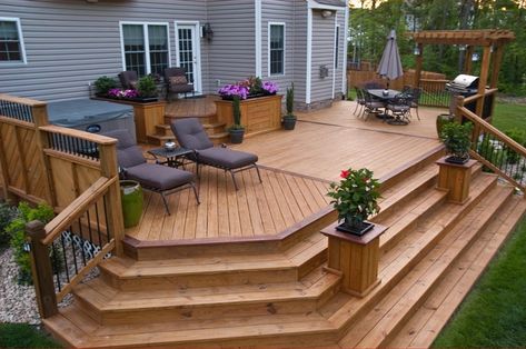 Selection of Styles For Your Wooden Outdoor Steps – All Stairs | Quality Stair Parts Deck Steps, Patio Deck Designs, Outdoor Steps, Deck Designs Backyard, Deck Stairs, Outdoor Stairs, House Deck, Decks Backyard, Diy Deck