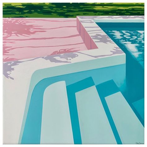 Palm Springs Pool, Palm Springs Aesthetic, Pool Art, Greenhouse Interiors, Palm Spring, American Architecture, Spring Painting, Beach Art, Retro Art