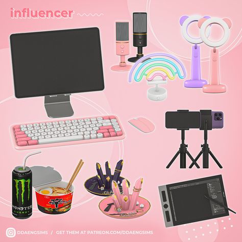 Influencer Set | DDAENG Sims on Patreon Sims4 Cc Items, Sims Four Cc Furniture, Sims 4 Cc Furniture Bedrooms Functional, Sims 4 Cc Cluster, Sims 4 Cc Monster High Furniture, Sims 4 Hobbies Cc, Sims 4 Cc Taylor Swift Decor, Sims 4 Cc Furniture Functional Bedroom, Sims 4 Furniture Cc Kitchens