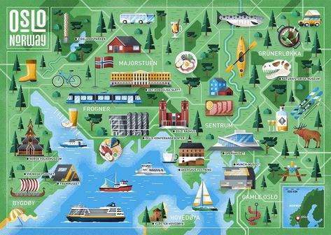 mapillustration, Norway, oslo, Scandinavia, map, illustration, vector, map drawing, art Oslo Map, Treasure Hunt Map, Oslo Travel, Scandinavian Lifestyle, Inspiration Poster, Travel Infographic, Map Illustration, Tourist Map, Famous Buildings