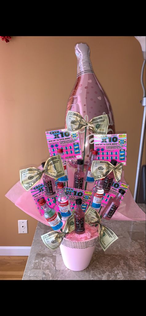 21st Birthday Liquor Bouquet, Decorated Liquor Bottles Birthday, Scratch Off Bouquet, 21st Birthday Gift Baskets For Her, Mini Alcohol Bouquet, Mini Liquor Bottle Bouquet, Liquor Bottle Bouquet, Mini Alcohol Bottles Gifts, 21st Birthday Bouquet