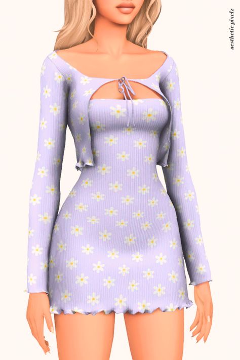 Best Sims 4 Short Casual Dresses CC (Lookbook + Links to Download) - Aesthetic Pixelz Sims 4 Casual Dress Cc, Sims 4 Cc Clothes Pastel, Sims 4 Preppy Cc, Sims 4 Cc Dresses, Cc For Sims 4, Sims Dress, Pretty Sims, Short Casual Dresses, Cc Lookbook