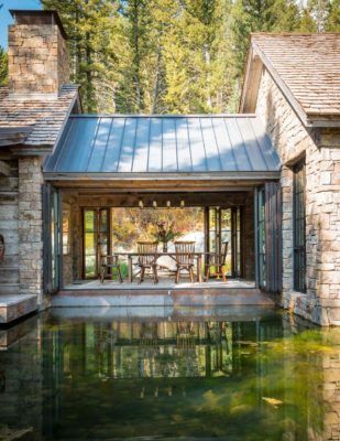 Contemporary Rustic Mountain Retreat-JLF Architects-06-1 Kindesign Wyoming Mountains, Outdoor Dining Room, Rustic Contemporary, Mountain Retreat, 인테리어 디자인, Rustic Style, Future House, Wyoming, Rustic House