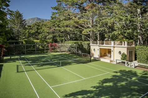 Hidden Tennis Court, Home Tennis Court, House Tennis Court, Tennis Pavilion, Tennis Court Aesthetic, Tennis Court Backyard, Tennis Court Design, Suzanne Lenglen, Sports Facility