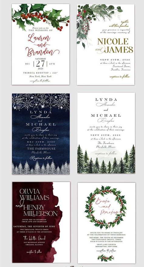 Wedding Invites Christmas, Wedding Christmas Invitations, Wedding Invitations December, Christmas Wedding Invites Invitation Ideas, Wedding Invitations Christmas Theme, Christmas Wedding Programs, Wedding Invitation Winter, Christmas Themed Wedding Invitations, December Wedding Invitations