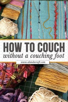 Yarn Couching Ideas, Yarn Couching Machine Embroidery, Simple Couching Embroidery Design, Couching Fabric, Couching Stitch Embroidery Designs, Couching Embroidery Design Motifs, Embroidered Couch, Couching Embroidery Design, Yarn Couching