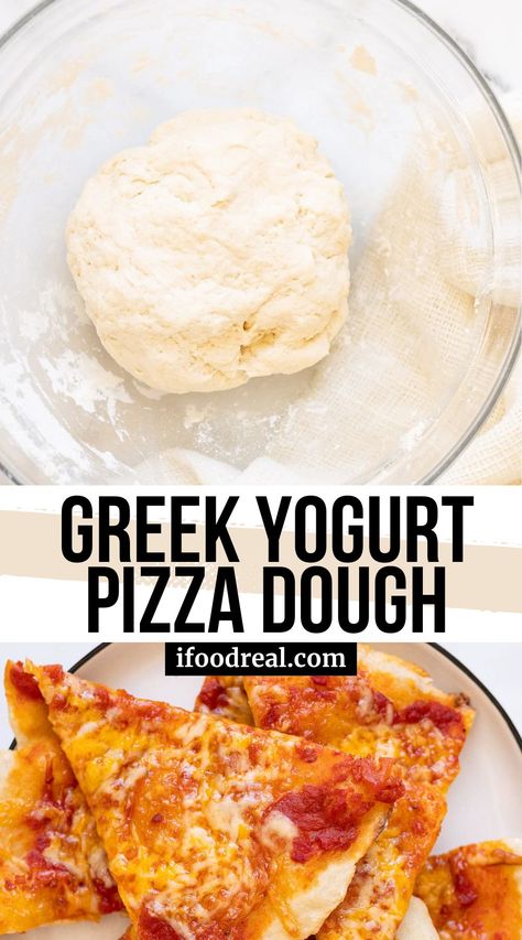 This Greek Yogurt Pizza Dough made with 4 everyday ingredients packs 5 grams of protein per slice. No yeast, no waiting and no resting the dough! Greek Yogurt Pastry Dough, Easy Pizza Dough Recipe Greek Yogurt, Pizza Dough With Greek Yogurt, Protein Pizza Dough, Pizza Crust Without Yeast, Greek Yogurt Pizza Dough, Fast Pizza Dough, Greek Yogurt Pizza, Yogurt Pizza