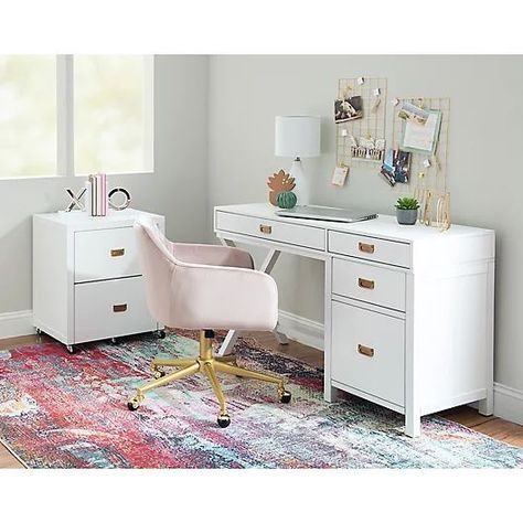 Desk For Girls Room, Sleek Desk, Girl Desk, Writing Desk Modern, Storage Desk, Hanging Folders, Writing Desk With Drawers, Drawer Filing Cabinet, White Desk