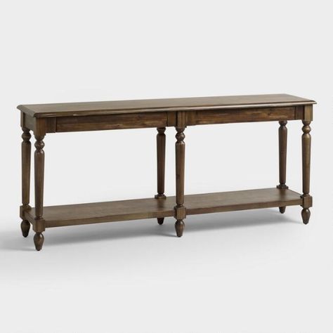 mahogany furniture: Burnt Adler Wood Everett Foyer Table, World Market ($329.99) World Market Console Table, Everett Foyer Table, Lakehouse Remodel, Neat Organization, Remodeling Trends, Lobby Ideas, Grand Entry, Foyer Table, Occasional Tables