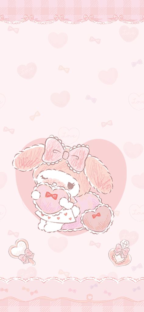 Follow my insta: mei__mii Pastel Iphone Wallpaper, My Melody Wallpaper, Helps Fps, Hello Kitty Themes, Cute App, Hello Kitty Backgrounds, Heart Lock, Sanrio Wallpaper