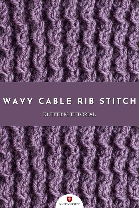 This knitting tutorial will help you learn how to knit the wavy cable rib stitch. This simple cable stitch that is a different twist on the traditional rib pattern. It is a good introduction to using a cable needle for the beginner to learn and can easily be done without a cable needle as well. It's great for scarves, hats, and afghans. Twisted Rib Stitch, New Stitch A Day, Rib Stitch Knitting, Stitch Knitting Pattern, Knitting Hacks, Cable Knitting Patterns, Knitting Help, Knitting Patterns Free Sweater, Knitting Stitches Tutorial