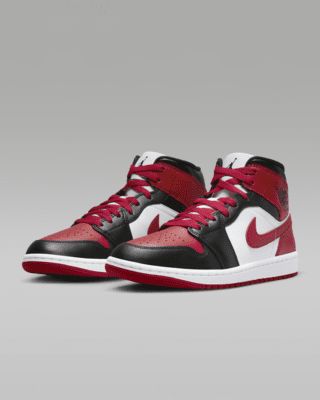 Air Jordan 1 Mid Women, Mid Shoes, White Gym, Jordan Logo, Jumpman Logo, Designer Products, Red Style, Air Jordan 1 Mid, Jordan 1 Mid