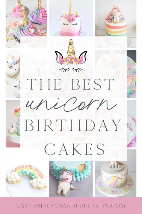 Unicorn Layer Cake, Cake With Unicorn Topper, Unicorn And Rainbow Birthday Cake, Unicorn Cake Rainbow, Unicorn Themed Birthday Cake, Inicorn Cake, Unicorn Cake Design Ideas, Unicorn Birthday Cupcakes, Unicorn Cake Easy