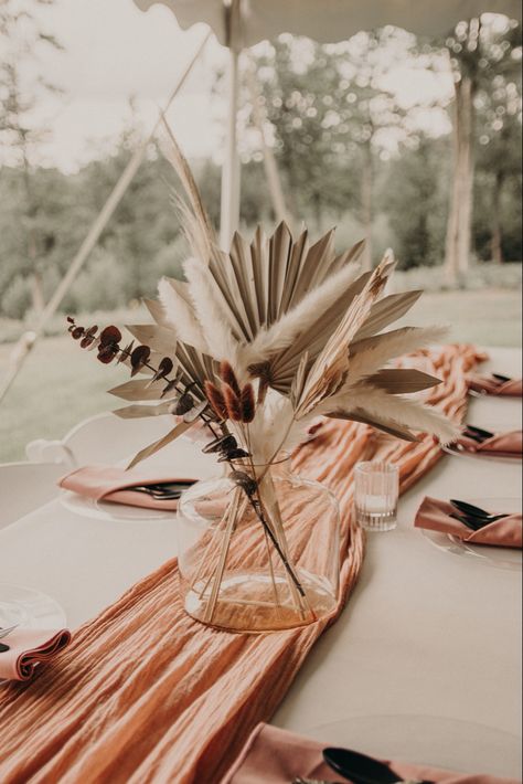 Boho Palm Leaves Centerpiece, Pampas Centerpiece, Bride And Groom Table Pampas, Boho Table Decor, Tropical Pampas Grass Wedding, Pampas Grass And Palm Leaves Wedding, Pampas Baby Shower Decor, Boho Centerpieces, Pampas Grass Beach Wedding