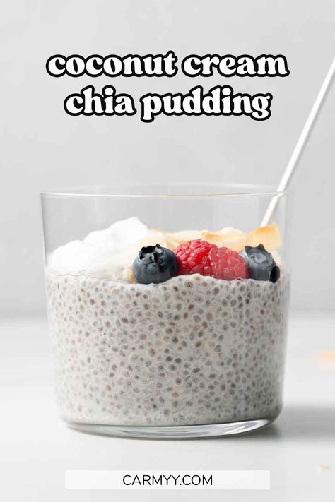 All you need are 5 simple ingredients to make this delicious coconut cream chia pudding! Full of nutritious and filling ingredients, you can make this sweet and creamy coconut chia pudding for breakfast, dessert, or as a snack! Keto Chia Pudding Coconut Milk, Single Serve Chia Seed Pudding, Chia Pudding With Coconut Cream, Coconut Chia Seed Pudding Recipes, Banana Coconut Chia Pudding, Chia Pudding Coconut Cream, Coconut Cream Chia Seed Pudding, Chia Seed Coconut Pudding, Chia Seed Pudding Coconut Cream