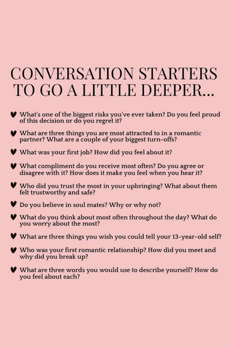 Elevate your connection with these meaningful conversation starters! Spark deeper conversations with your partner using these thoughtful prompts. From dreams and aspirations to cherished memories, explore new dimensions of your relationship. 💑 Strengthen your bond and build lasting memories together. ✨ Try these tonight! #RelationshipGoals #DeepConversations #LoveAndConnection #BuildingLastingLove 💖✨ Uncover the beauty of shared stories. Your journey to a more connected relationship starts now.💑🏻#LoveStory #RomanticEncounters #HeartfeltConnections #DateNightIdeas #SoulmateSearch #FlirtyFridays #CandlelitDinners #StarryEyedMoments #LoveQuotes #DreamyDates #WhisperedPromises #AmourAdventures Cute Things To Do For Your Partner, Deeper Conversation Starters, How To Start A Conversation, Marriage Conversations, Relationship Conversation Starters, First Date Conversation Starters, Deep Conversation Topics, Deep Conversation Starters, Questions To Get To Know Someone