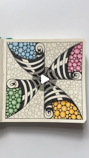 105K views · 2.7K likes | Brain Massage ✨ Line Art Therapy on Instagram: "Tomorrow is my birthday, so I wanted to create something colourful and a bit festive 🥳🎈Thank you for watching! 🫶   #zentangle #zentangleart #zentangleinspiredart #zentangletutorial #zentangledaily #zentanglelovers #zentangledrawing #zenart #lineart #penart #doodleart" Tangle Art Ideas, Colour Zentangle Art, Spiral Zentangle, Brain Massage, Tomorrow Is My Birthday, Geometric Line Art, Ohuhu Markers, Zen Doodle Patterns, Zentangle Tutorial