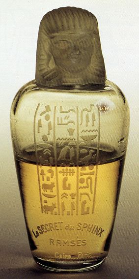 'Le SECRET du SPHINX' Perfume by RAMSES, bottle made by Baccarat glass, form of an Egyptian canopic jar, 1917, Egyptian Revival Egyptian Perfume, Egyptian Perfume Bottles, Canopic Jars, Old Perfume Bottles, Perfume Container, Fragrance Bottles, Beautiful Perfume Bottle, Antique Perfume Bottles, Beautiful Perfume