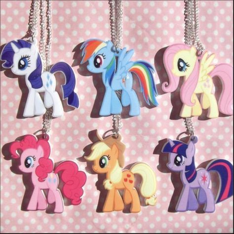 New My Little Pony necklace Mane 6 available Made... - Depop Mlp Mane 6, Magic Necklace, My Little Pony Collection, Mane 6, Apple Jack, My Lil Pony, Necklace Cute, Mlp Pony, Pony Drawing