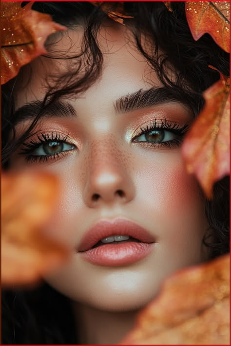 Embrace fall with effortless natural beauty! 🍂 Discover makeup inspiration featuring warm tones, glowing skin, and subtle elegance. Perfect for cozy autumn days! 💄🍃 #AutumnMakeup #NaturalBeauty #FallInspiration Simple Fall Makeup Looks, Simple Fall Makeup, Warm Makeup Looks, Makeup Looks Fall, Romantic Eye Makeup, Flawless Makeup Tutorial, Autumn Portrait, Warm Makeup, Winter Make Up