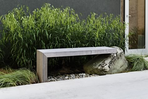 Urban Seating, Outside Benches, Contemporary Landscape Design, Log Bench, Contemporary Patio, Stone Bench, Charlottesville Virginia, Outdoor Furniture Design, Landscape Architecture Design