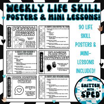 Enhance your students' real-world LIFE skills with this comprehensive bundle of 90 Life Skill Posters and 5 Minute Mini-Lessons! 90 Life Skills included so that a teacher can pick and choose a weekly plan for the school year based on the specific needs of YOUR students.   This resource is not grade level specific, and it can easily be used for little learners all the way up to older learners as they work on developing essential LIFE skills. Middle School Life Skills, Functional Life Skills Special Education, Life Skills Kids, Middle School Life, Functional Life Skills, Life Skills Lessons, Living Skills, Life Skills Activities, Life Skills Special Education