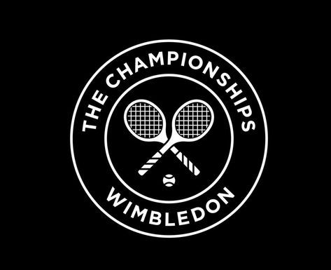 Wimbledon The championships Symbol White Logo Tournament Open Tennis Design Vector Abstract Illustration With Black Background Tournament Logo, Tennis Logo, Tennis Design, Tennis Gear, Tennis Team, Tennis Tournaments, Abstract Illustration, Round Logo, Australian Open